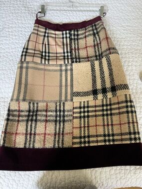 Burberry Patchwork Plaid Wool Blend Skirt- Rare collectors item!